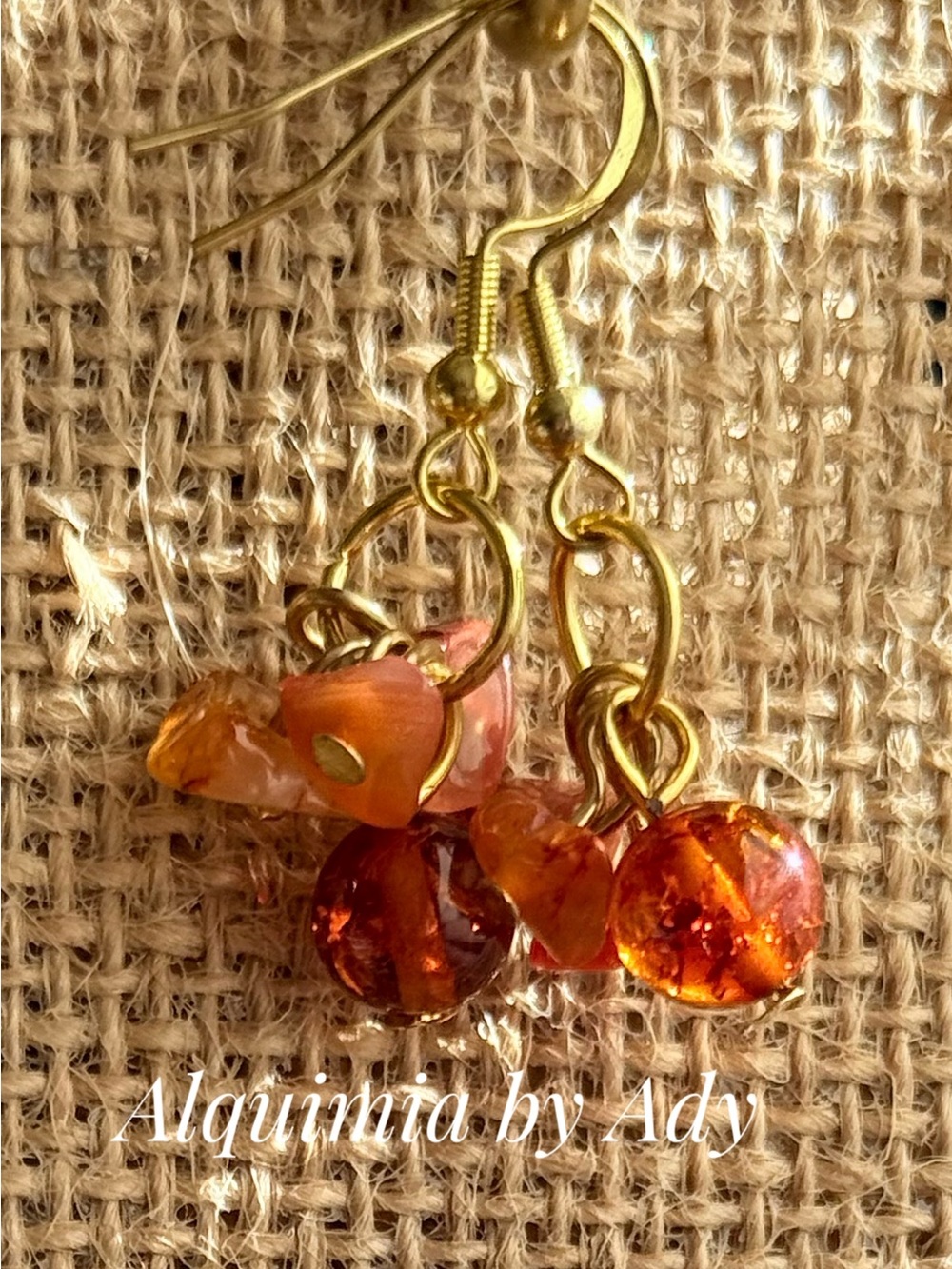 Alquimia Gold-Tone Orange Amber Cluster Earrings